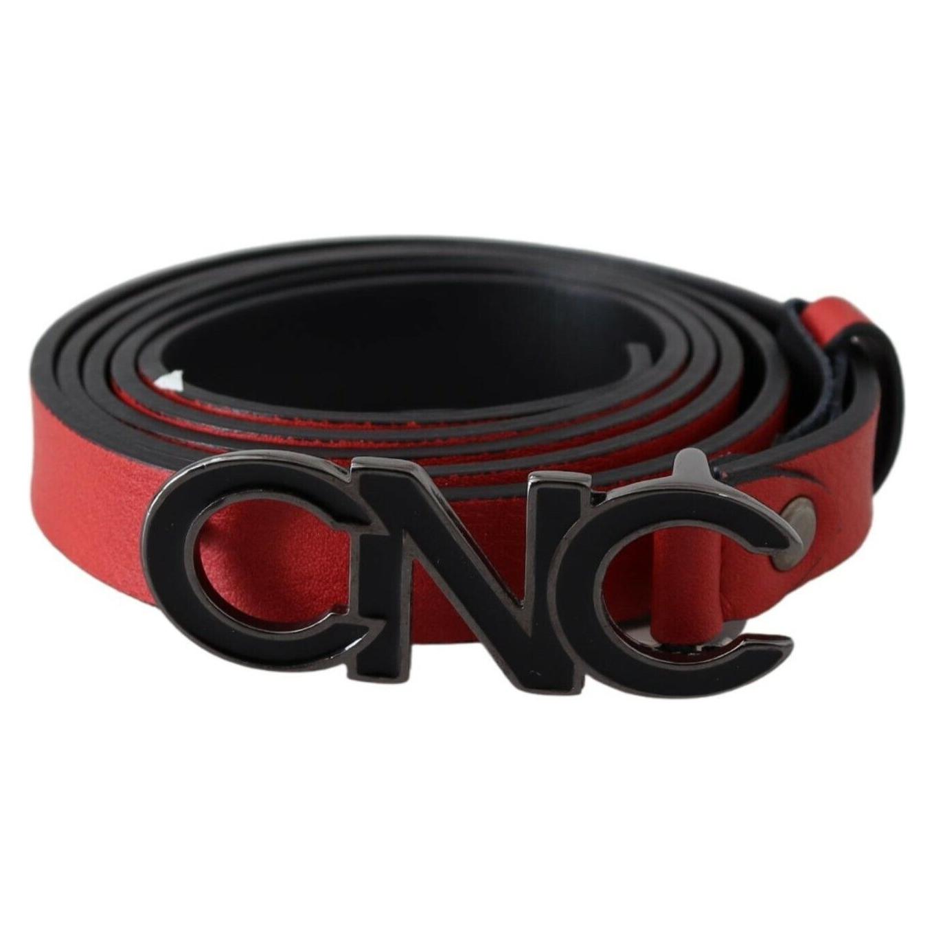 Elegant Red Leather Waist Belt