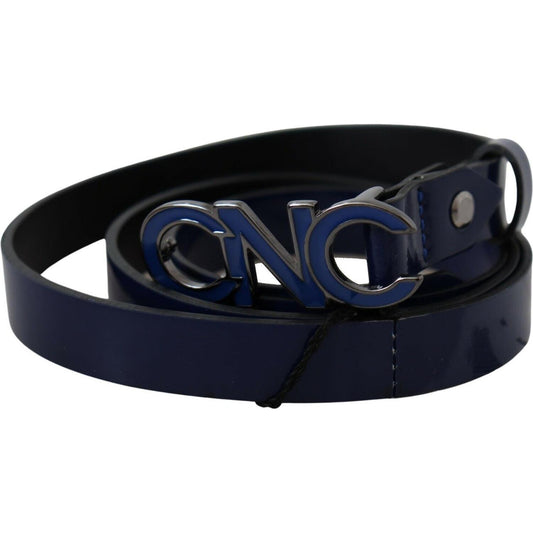 Costume National Blue Leather Logo Skinny Fashion Belt MAN BELTS