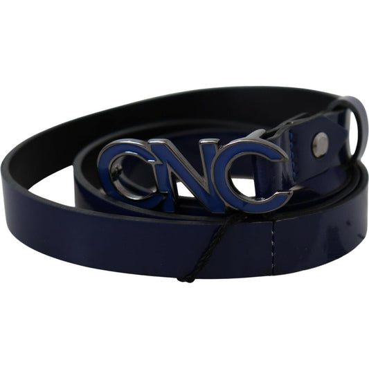 Sleek Dark Blue Leather Fashion Belt