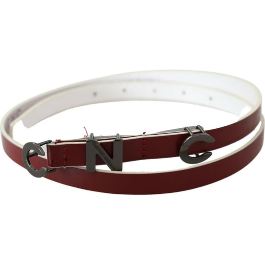 Chic Maroon Leather Fashion Belt