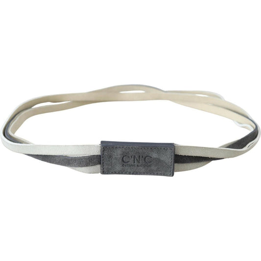 Chic White Leather Logo Belt