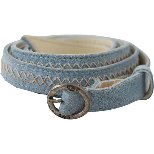 Chic Sky Blue Leather Belt - Buckle Up in Style