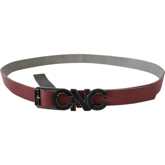 Elegant Maroon Leather Fashion Belt