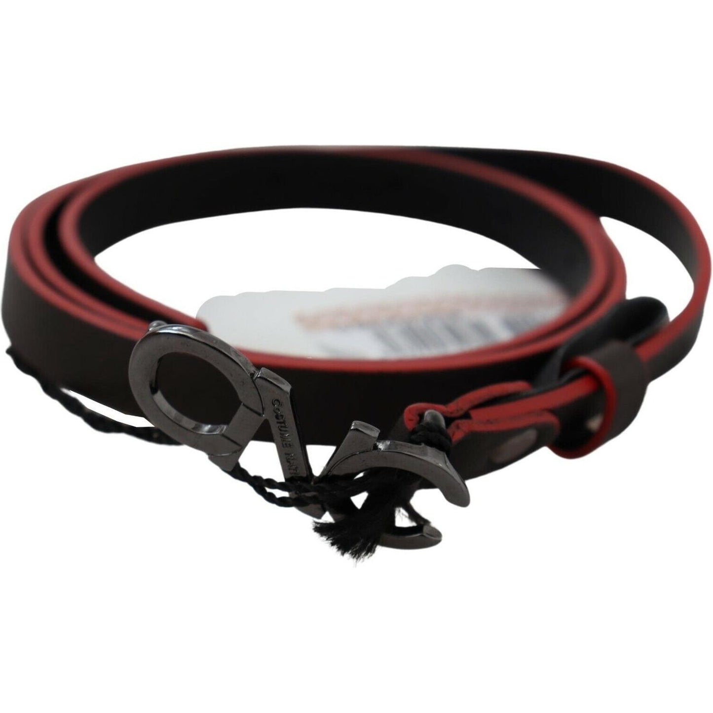 Maroon & Black Italian Leather Fashion Belt