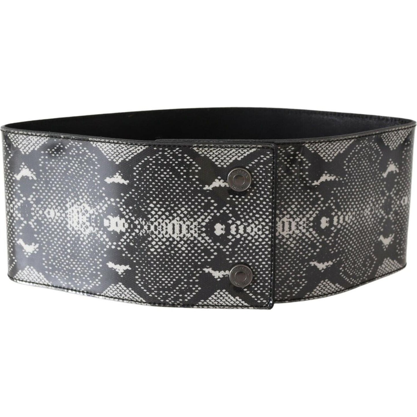 Ermanno Scervino Black Wide Leather Snakeskin Design Waist Belt WOMAN BELTS