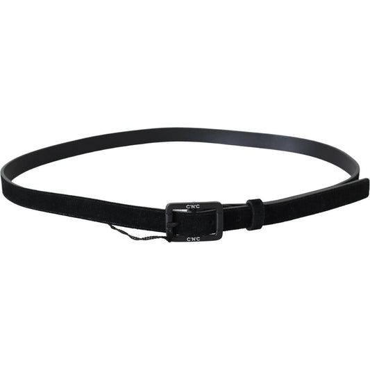 Elegant Black Leather Classic Belt