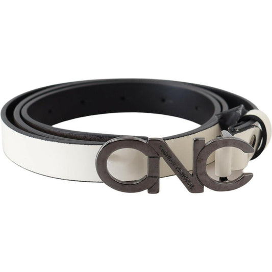 Metallic Gray Italian Leather Fashion Belt