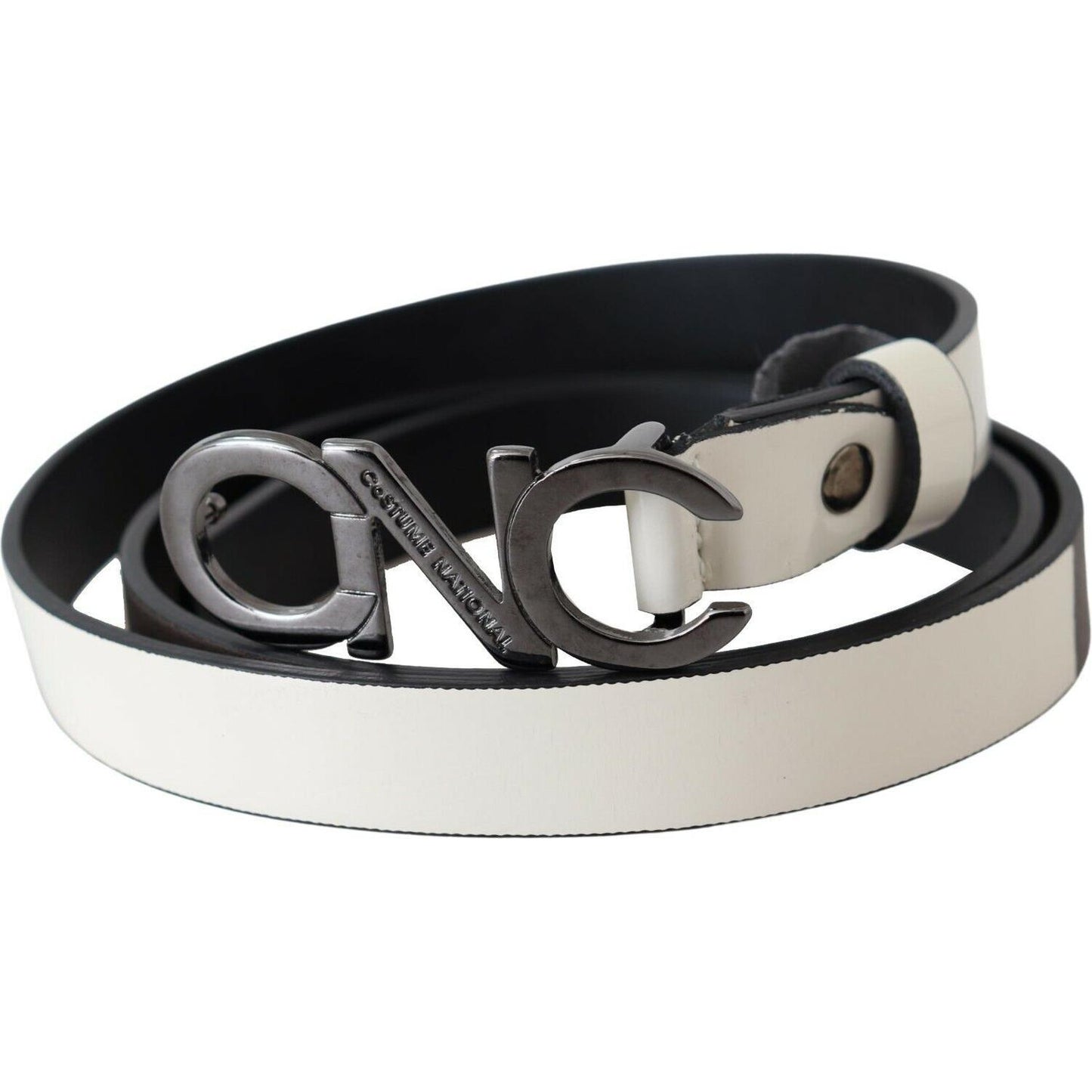 Metallic Gray Italian Leather Fashion Belt