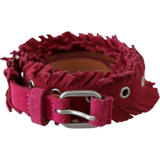 Elegant Maroon Double Buckle Leather Belt