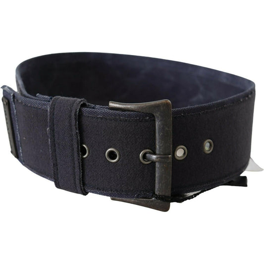 Elegant Navy Blue Leather Waist Belt