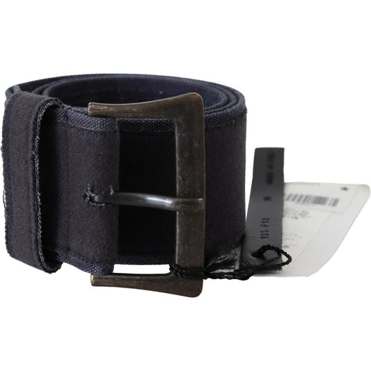 Elegant Navy Blue Leather Waist Belt