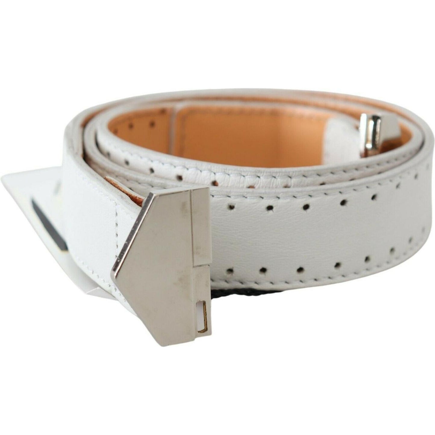 Elegant White Leather Fashion Belt