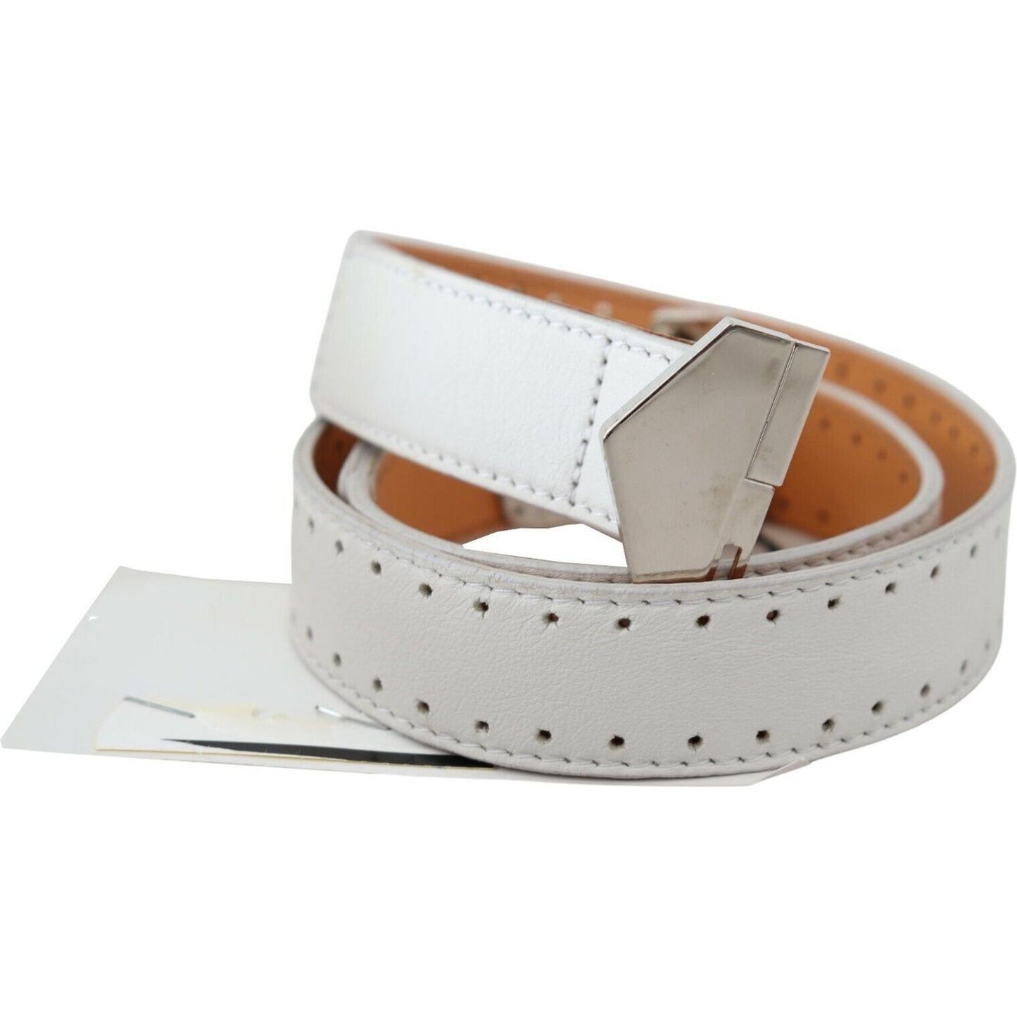 Elegant White Leather Fashion Belt