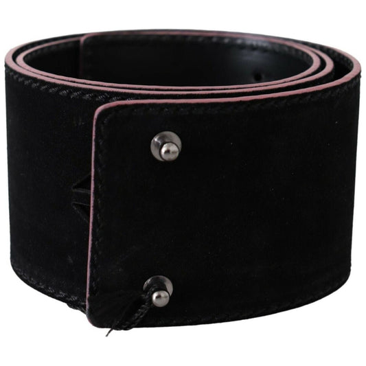 Costume National Black Leather Wide Waist Studded Women Belt