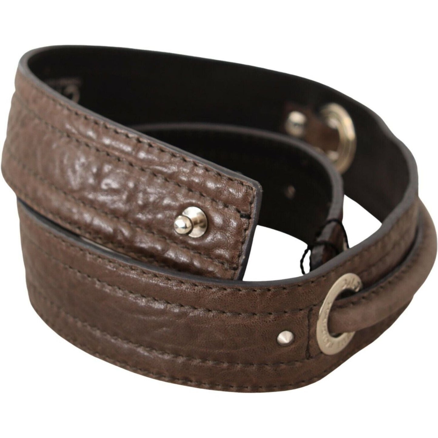 Costume National Brown Leather Silver Fastening Belt