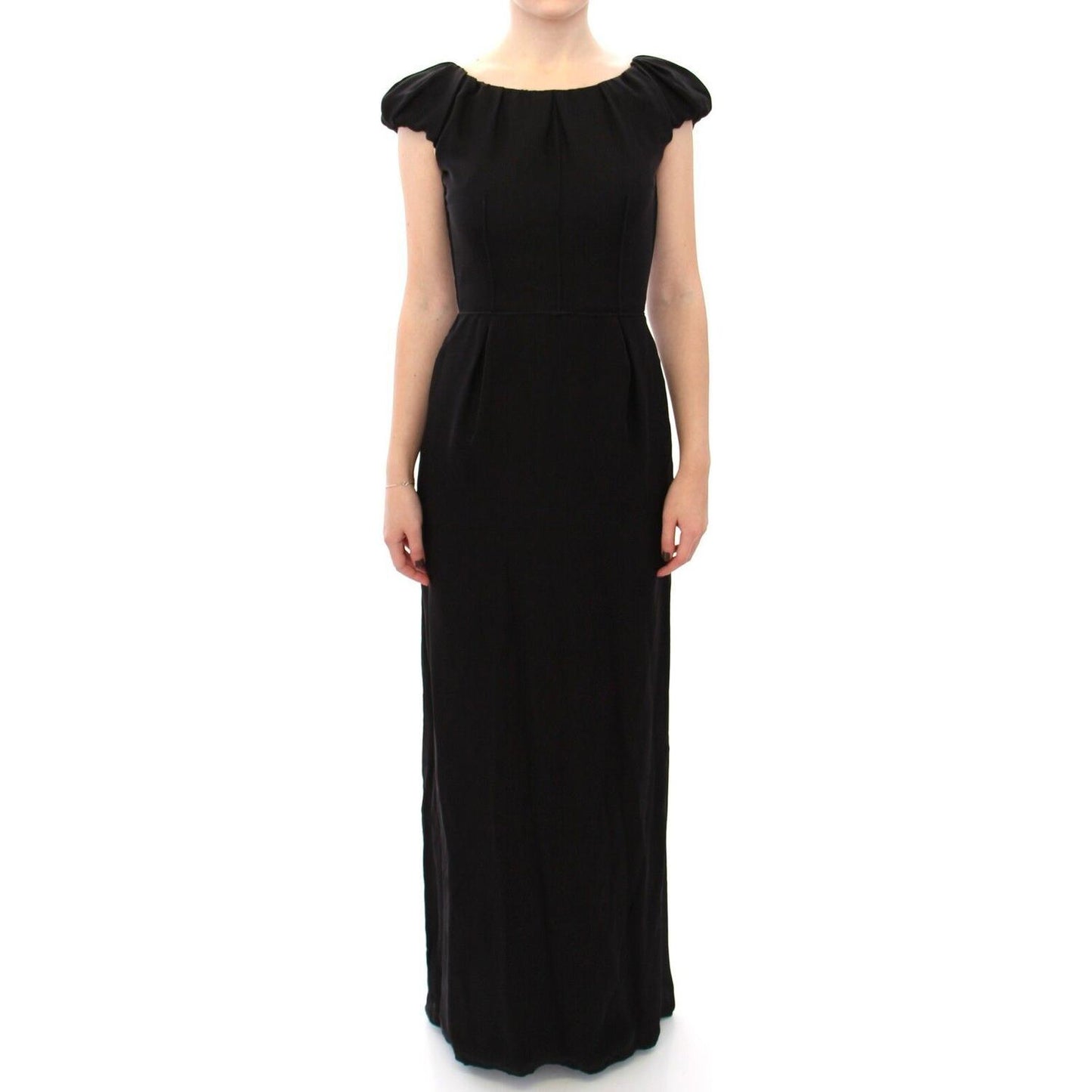 Dolce & Gabbana Black Silk Shortsleeve Gown Maxi IT Dress