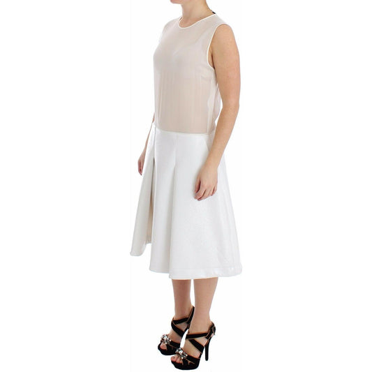 Elegant White Silk-Wool Blend Tank Dress