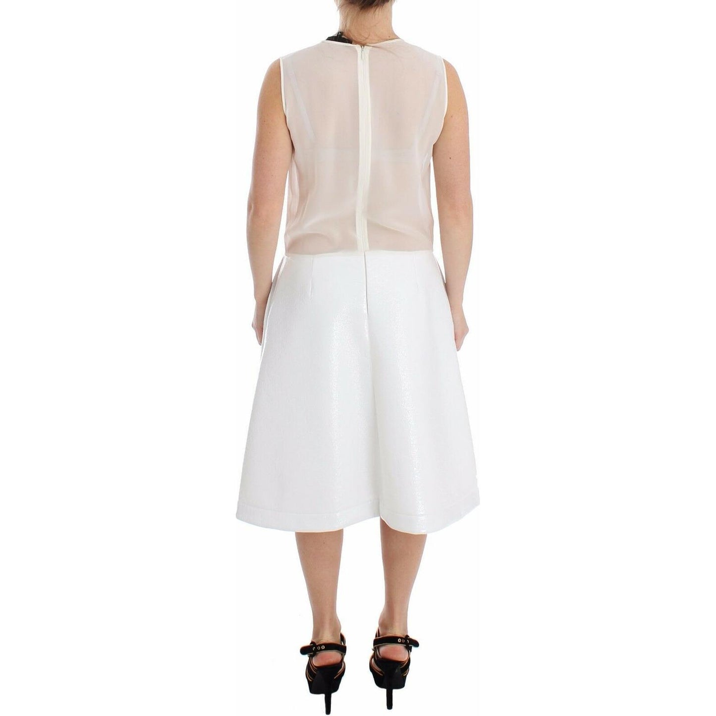 Elegant White Silk-Wool Blend Tank Dress