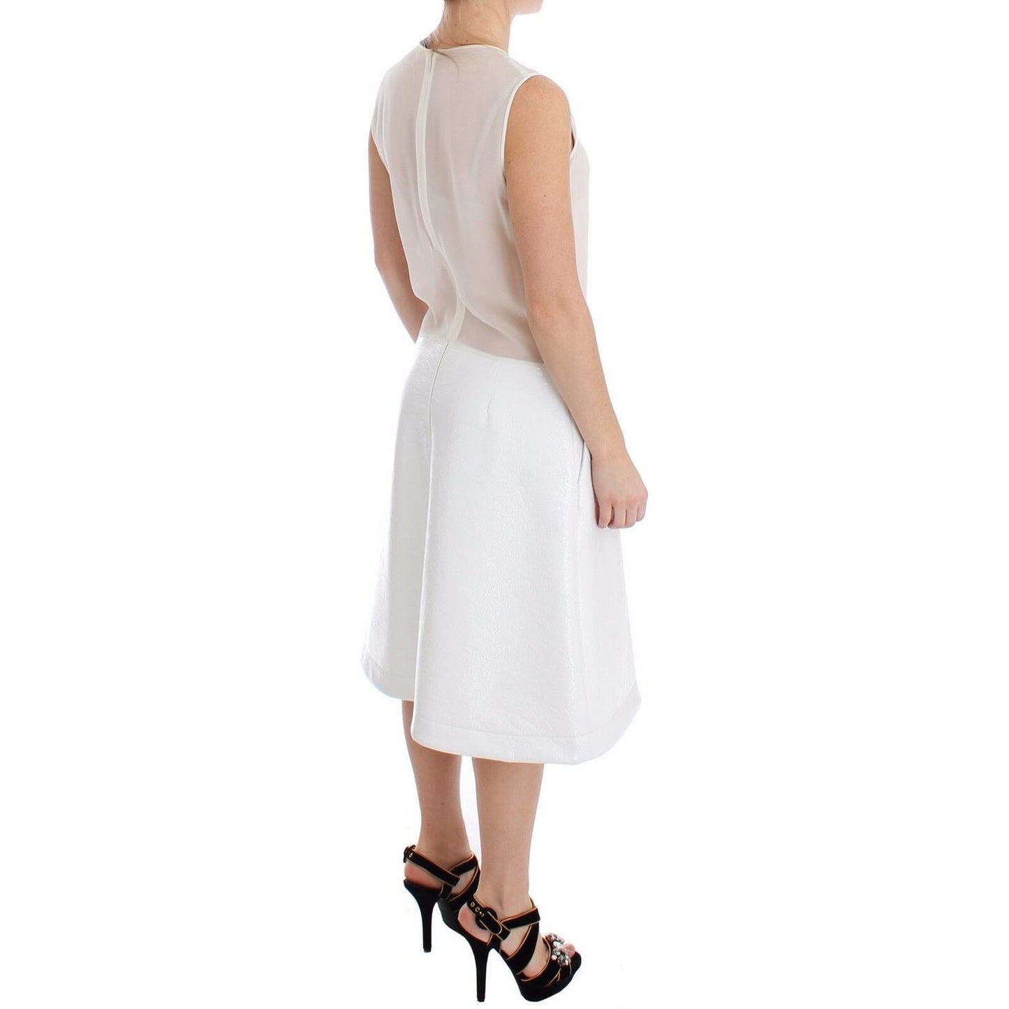 Elegant White Silk-Wool Blend Tank Dress