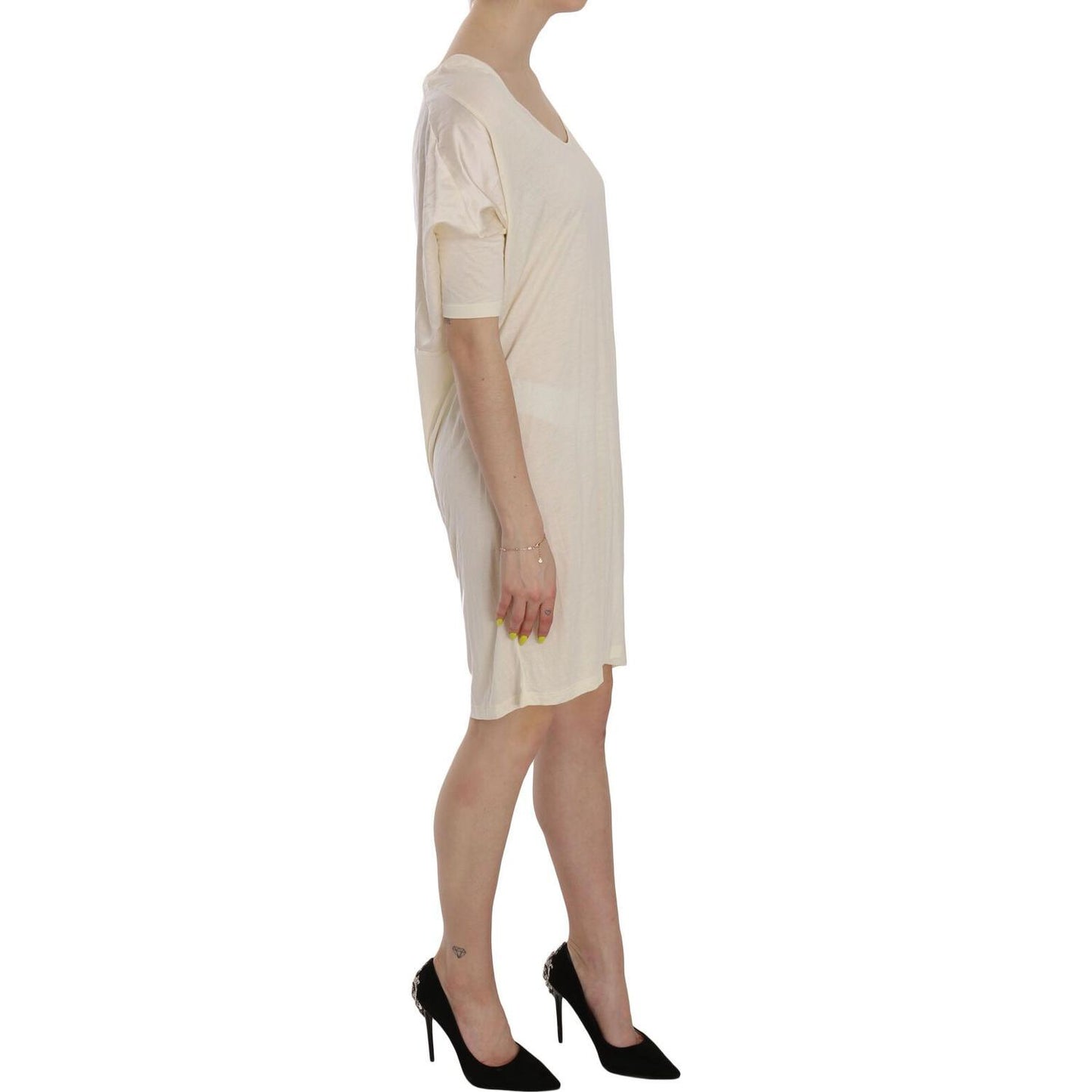 Chic Cream A-Line Elbow Sleeve Dress