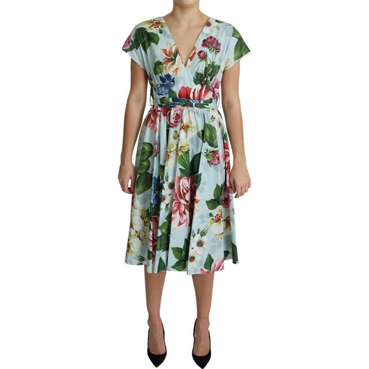 Floral Elegance V-Neck Cotton Dress