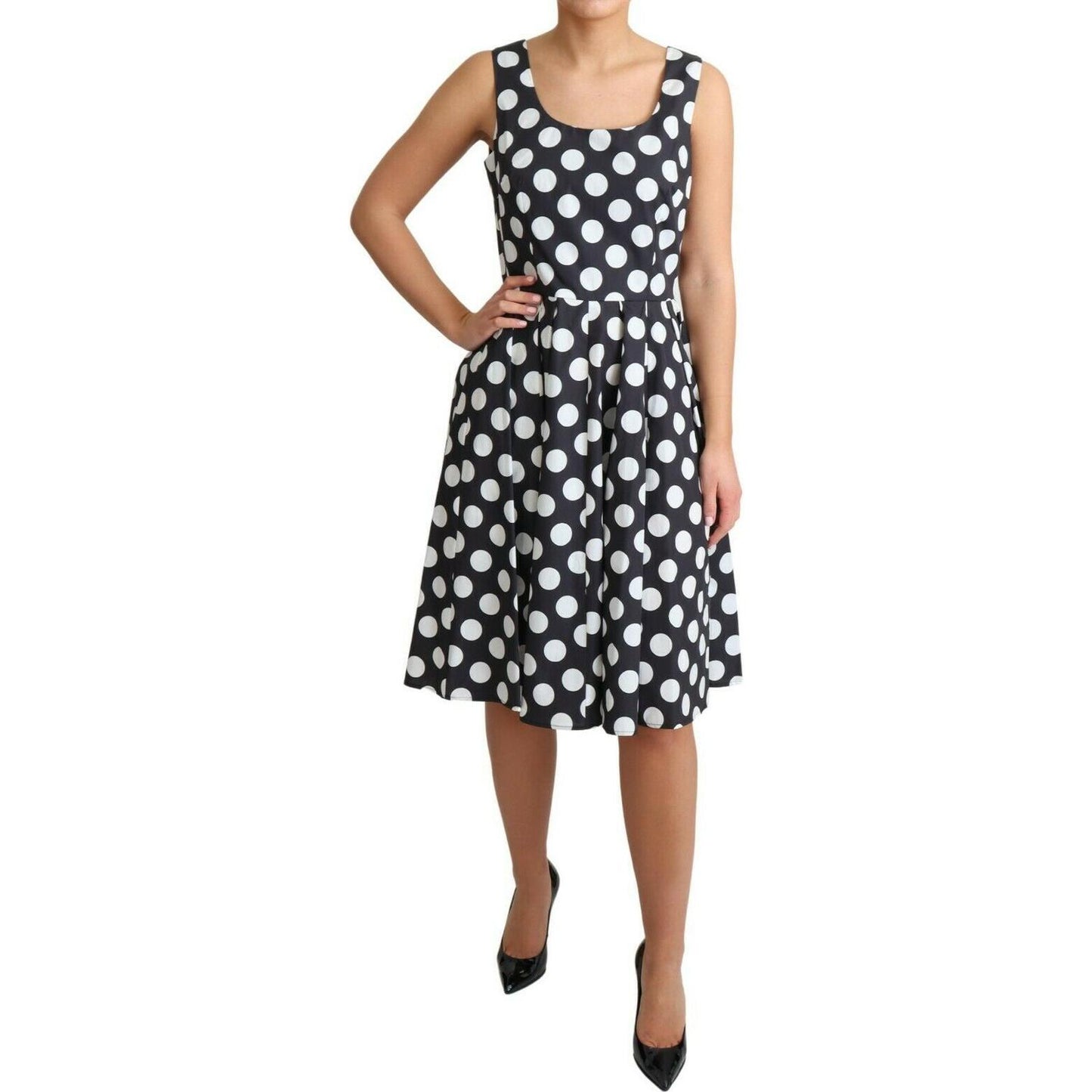 Polka Dot Sleeveless A-Line Dress