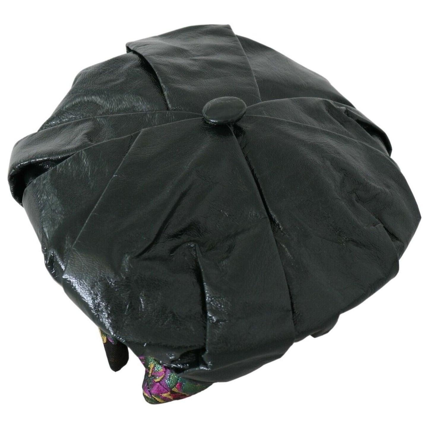 Elegant Black Beret Cap with Floral Lining