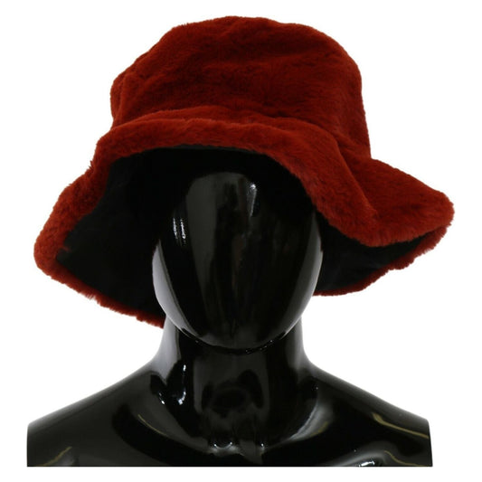 Elegant Red Bucket Cap with Logo Detailing