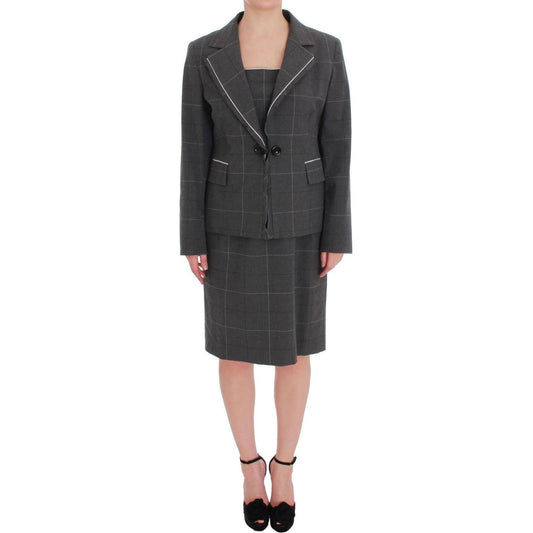 Elegant Checkered Cotton-Blend Suit Set