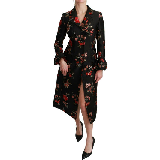 Elegant Floral Embroidered Trench Coat