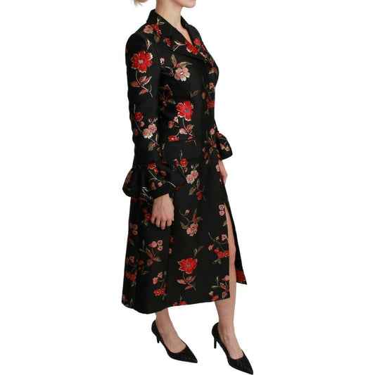 Elegant Floral Embroidered Trench Coat