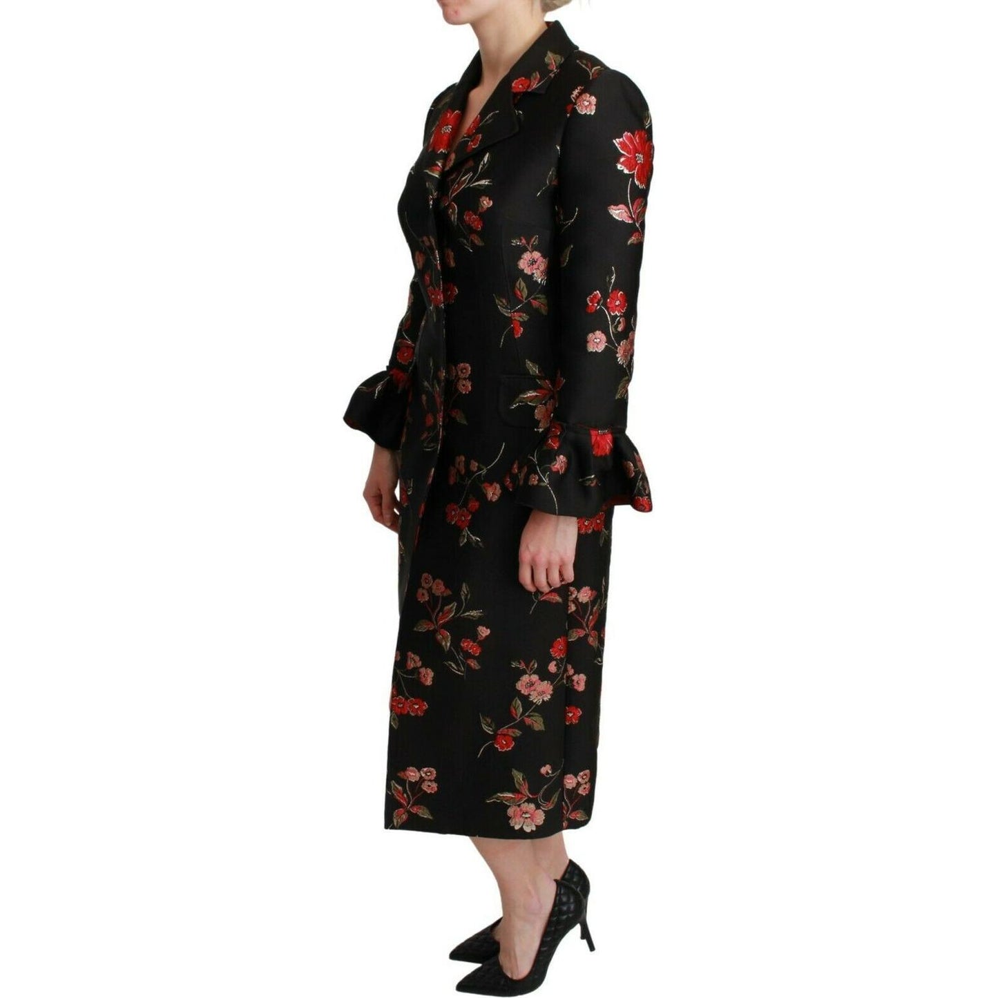 Elegant Floral Embroidered Trench Coat