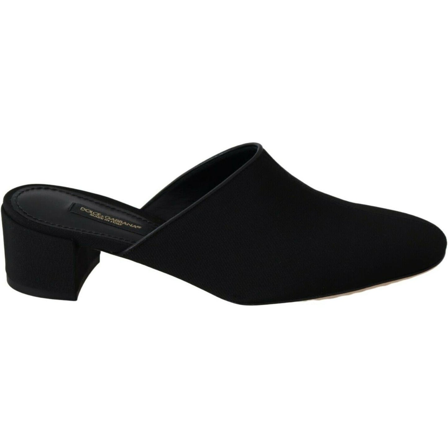 Chic Black Grosgrain Slide Sandals