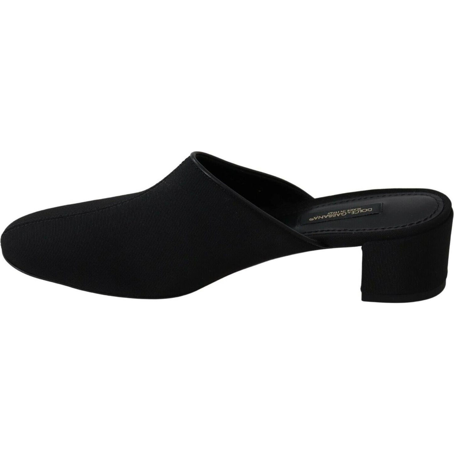 Chic Black Grosgrain Slide Sandals