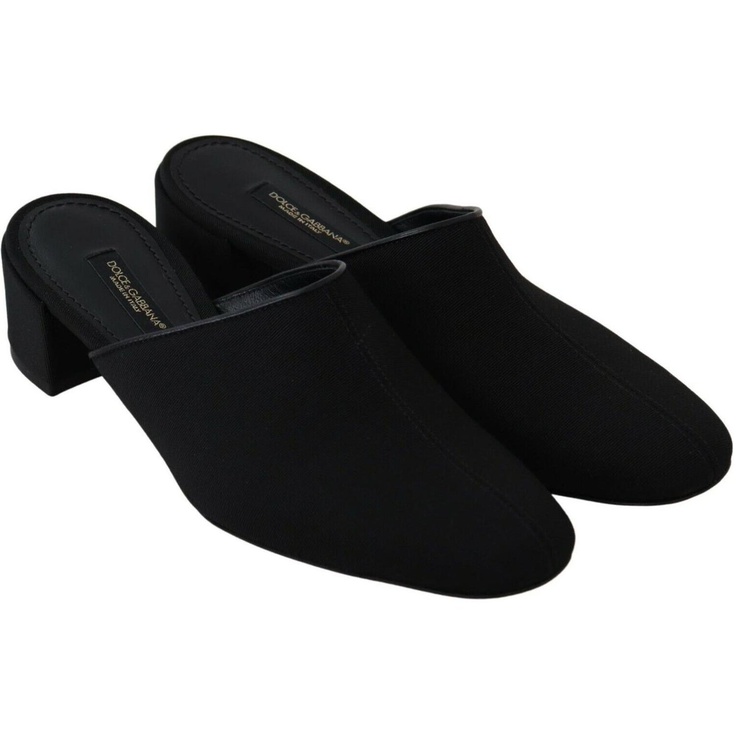 Chic Black Grosgrain Slide Sandals