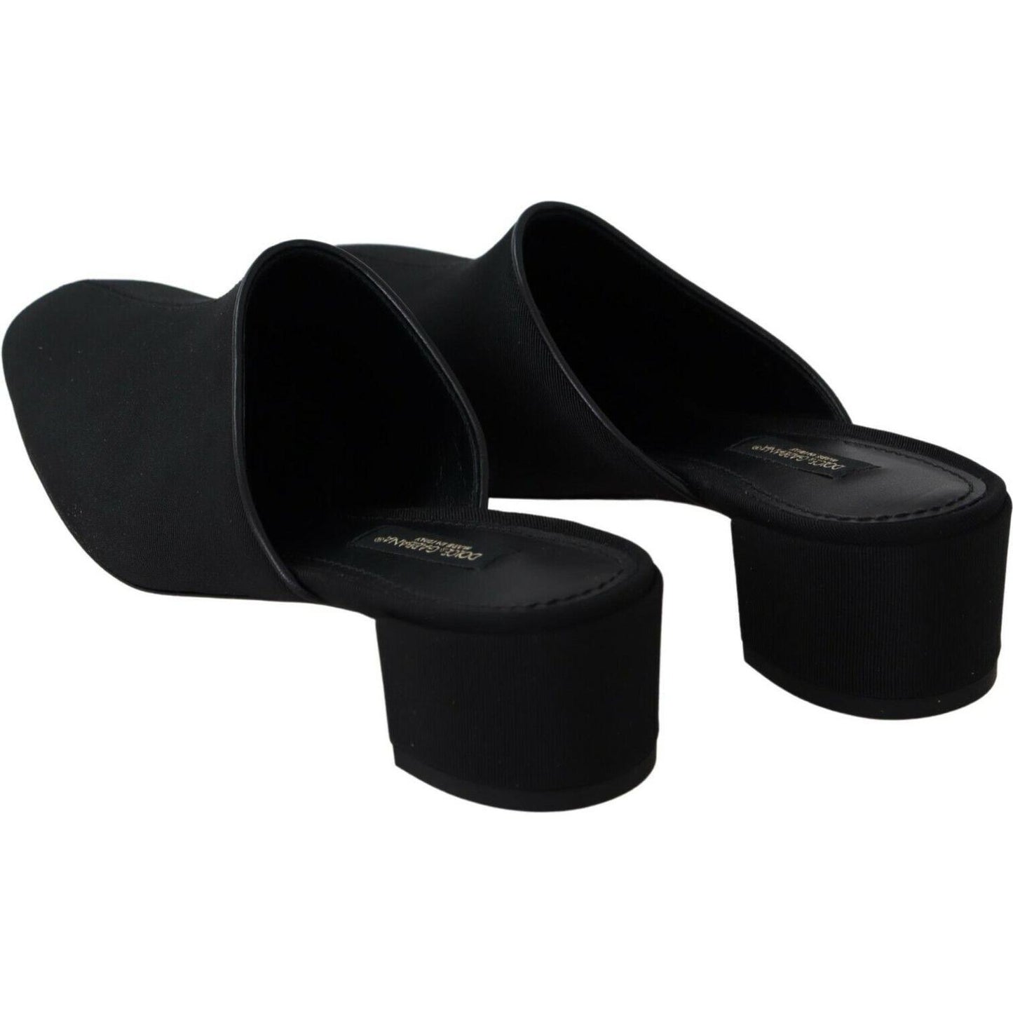 Chic Black Grosgrain Slide Sandals