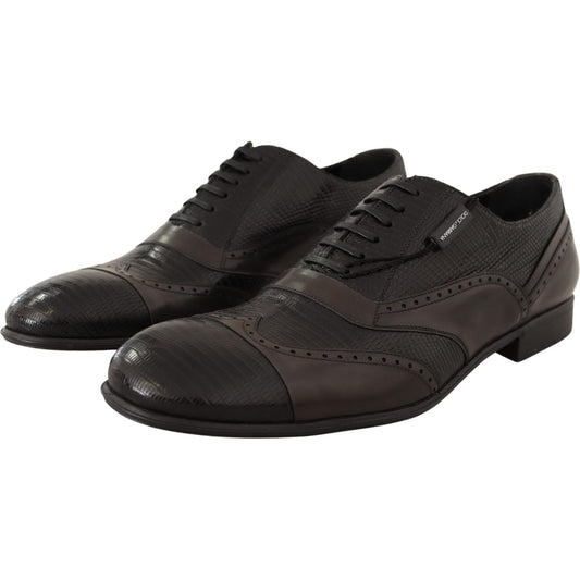 Elegant Brown Lizard Leather Oxford Shoes