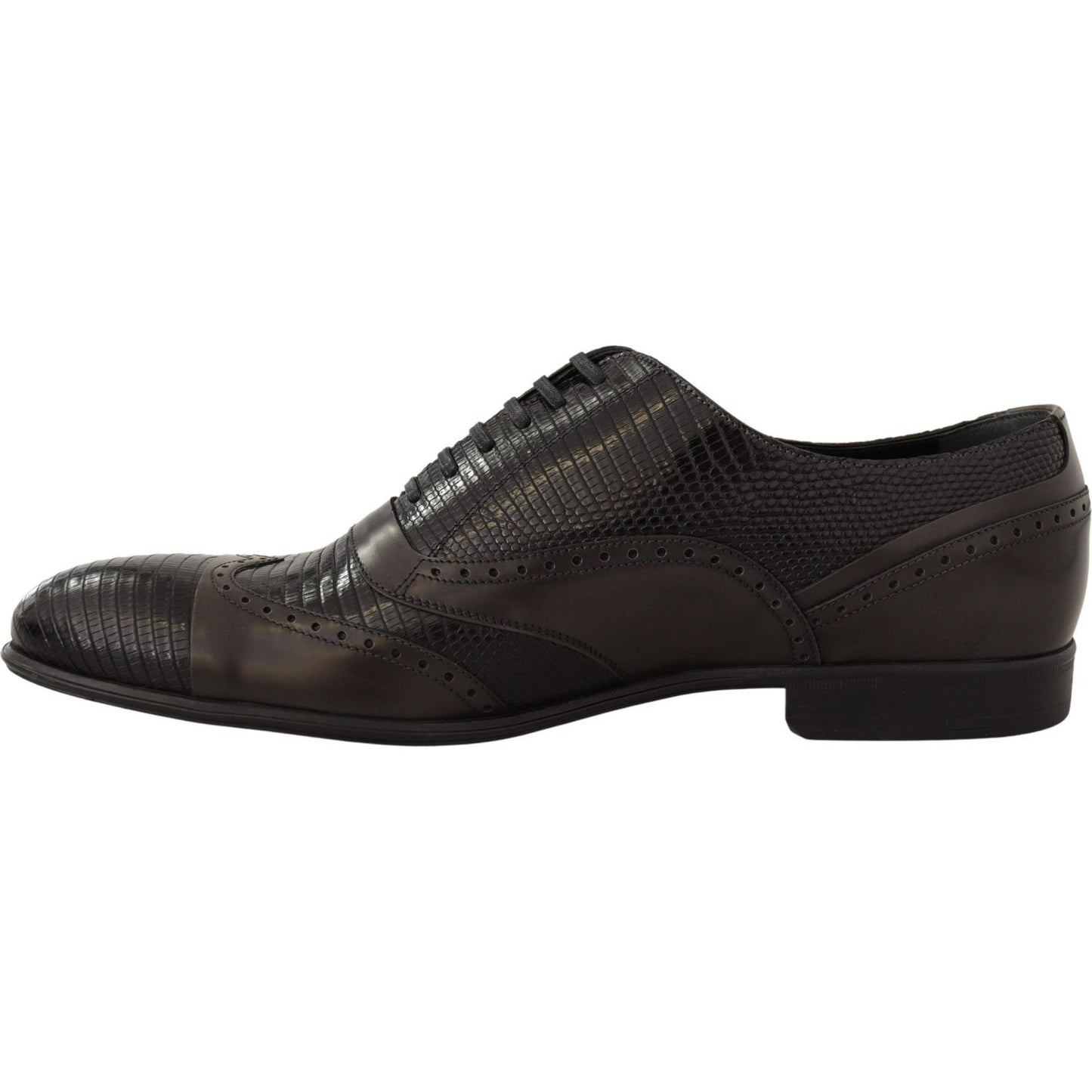 Elegant Brown Lizard Leather Oxford Shoes