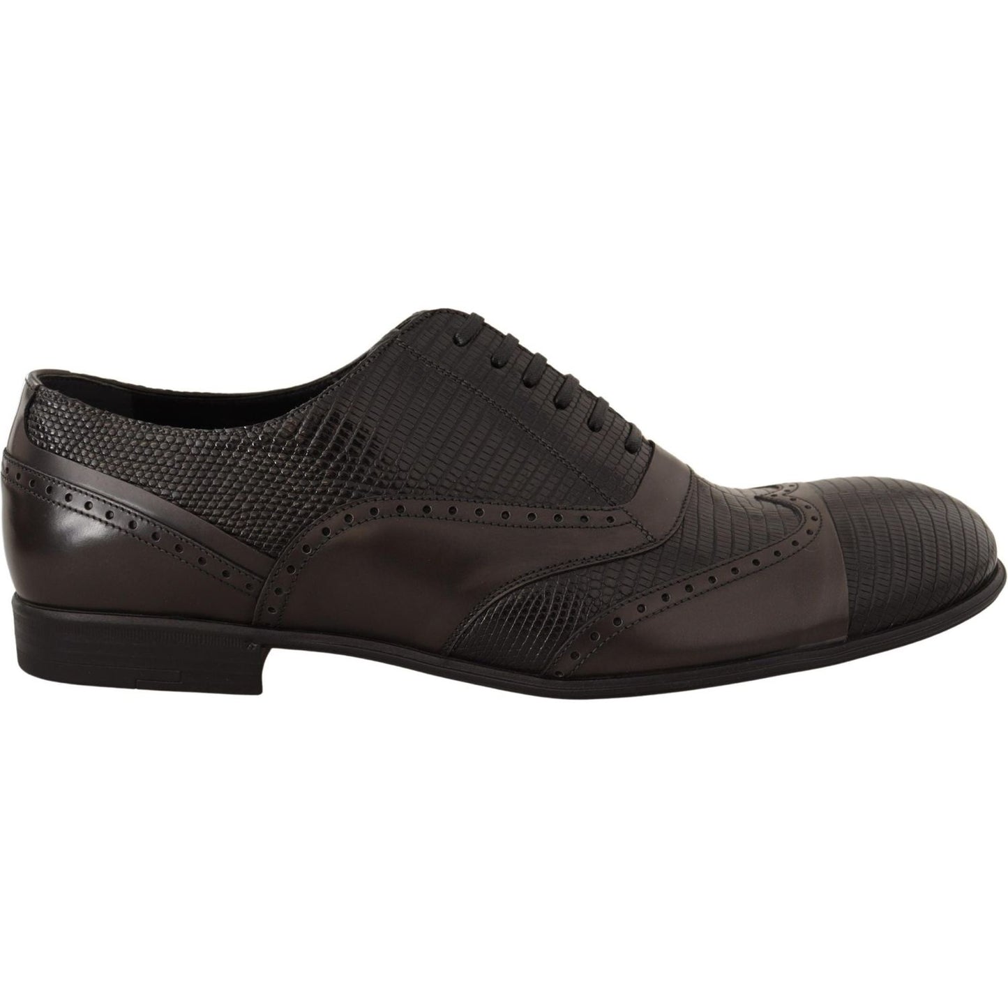 Elegant Brown Lizard Leather Oxford Shoes