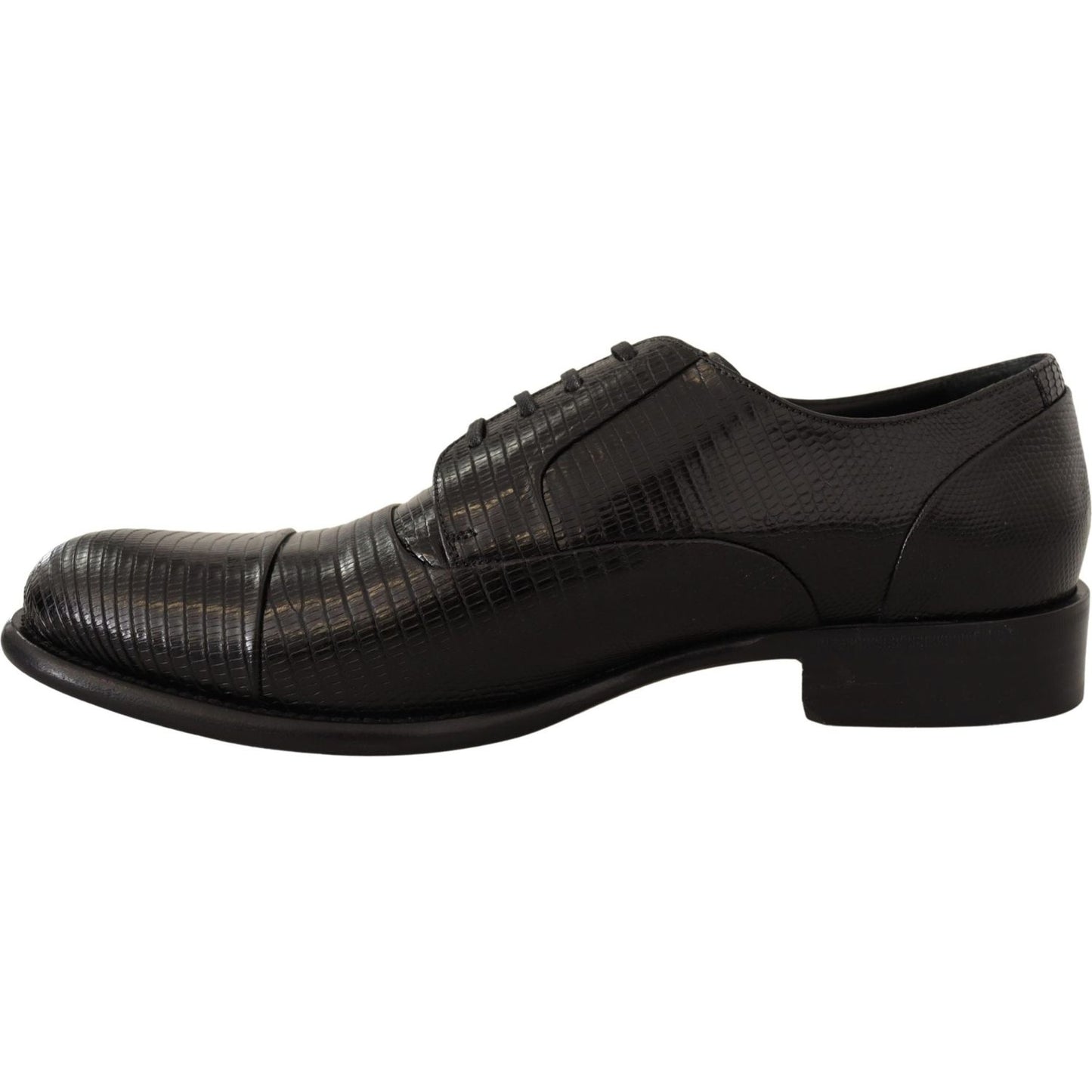 Elegant Black Lizard Skin Derby Shoes