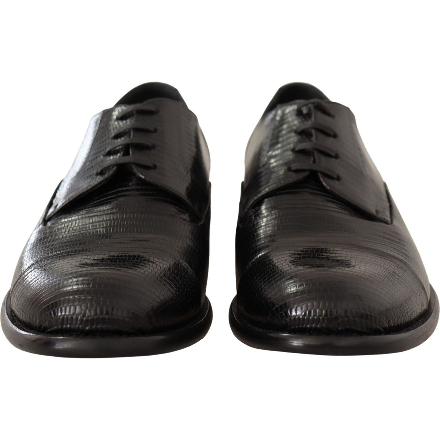 Elegant Black Lizard Skin Derby Shoes