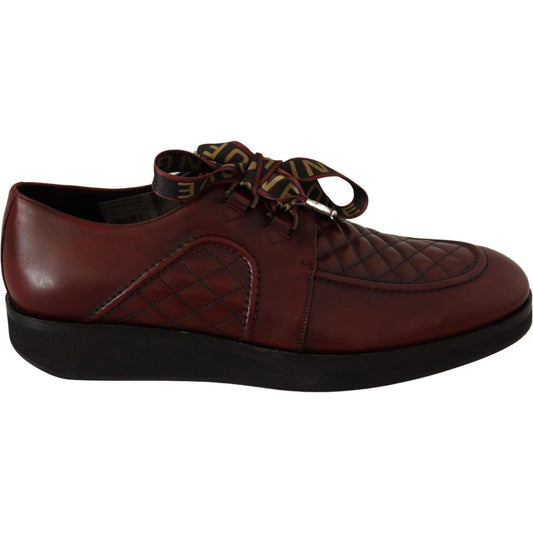 Elegant Bordeaux Derby Leather Shoes