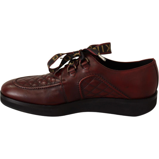 Elegant Bordeaux Derby Leather Shoes