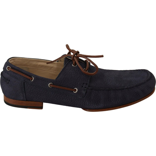 Elegant Blue & Brown Leather Boat Shoes