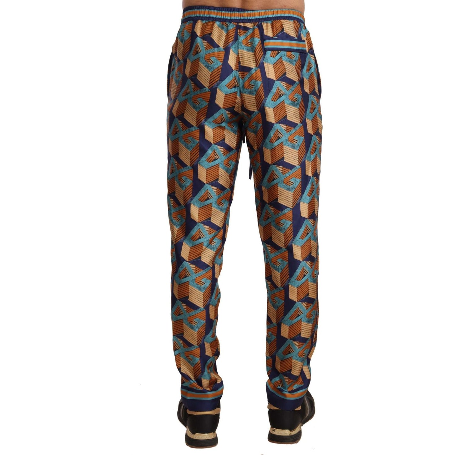 Elegant Silk Jogger Pants with Vibrant Print