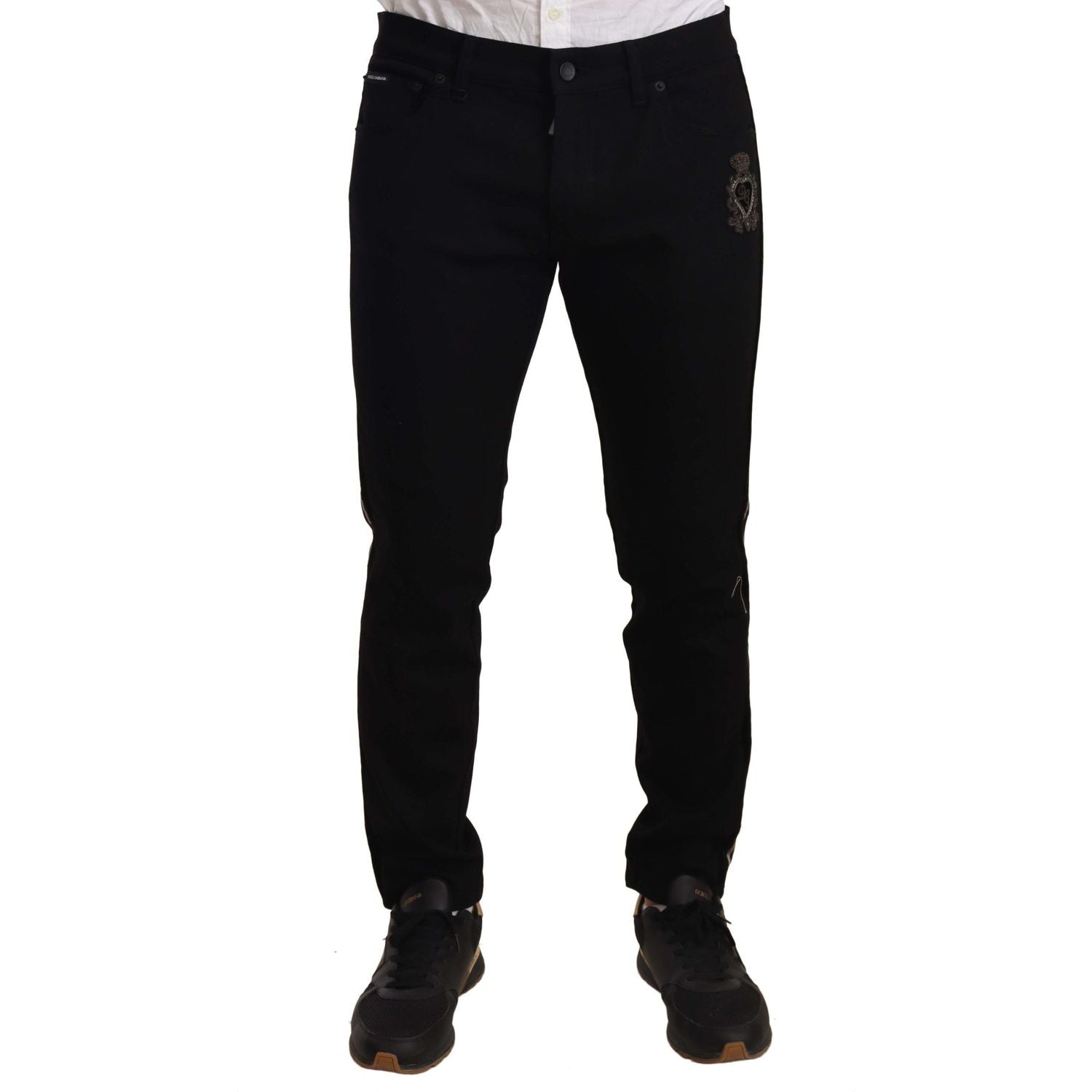 Dolce & Gabbana Black Skinny Fit Denim Side Band Jeans Pant