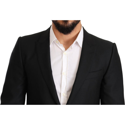 Sleek Black Virgin Wool Martini Suit