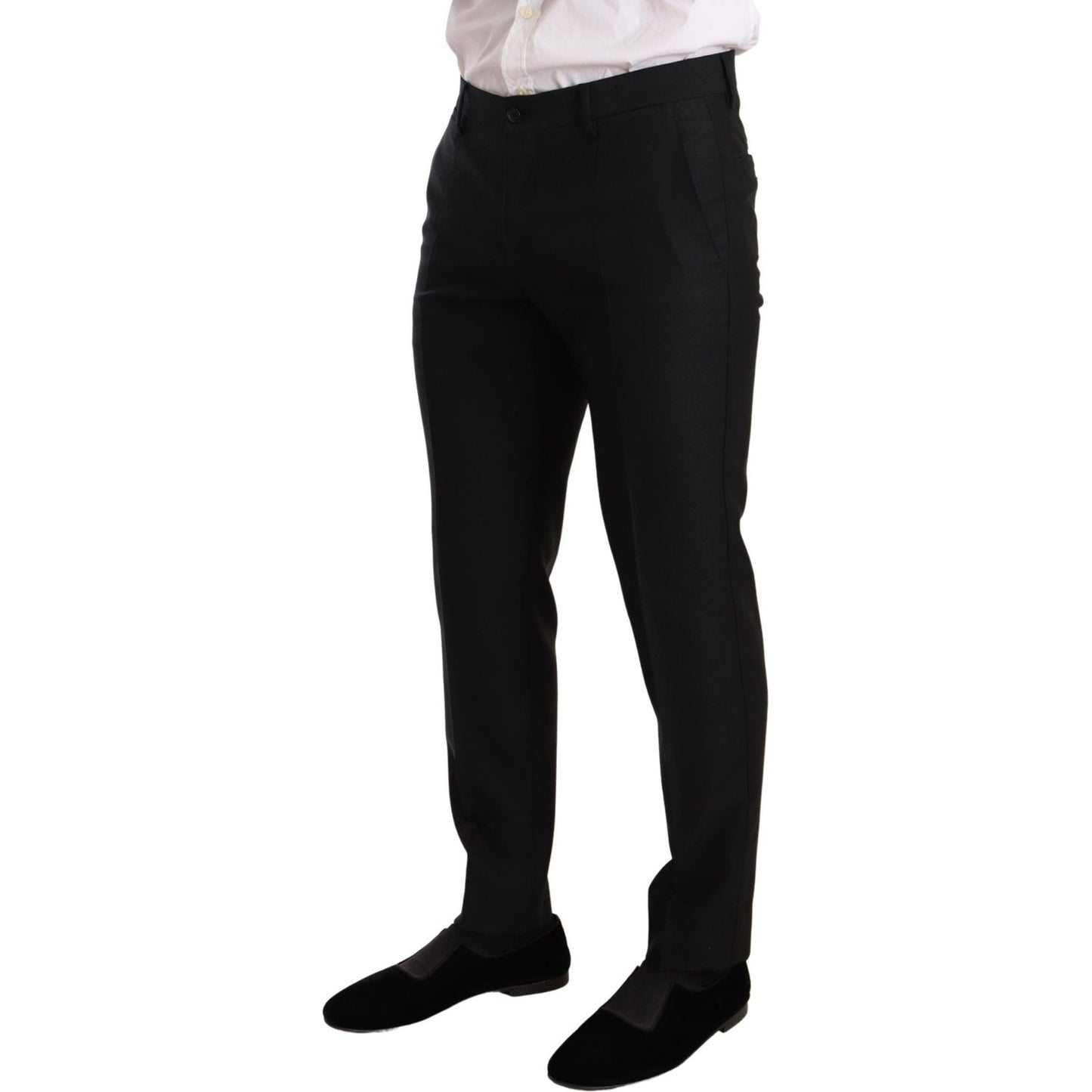 Sleek Black Virgin Wool Martini Suit