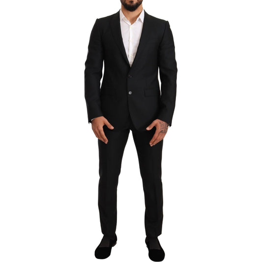 Sleek Black Virgin Wool Martini Suit