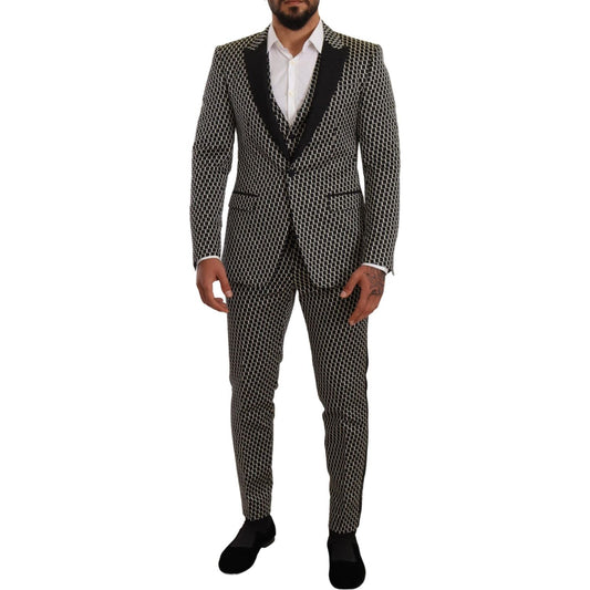 Elegant Martini Black Check Three-Piece Suit